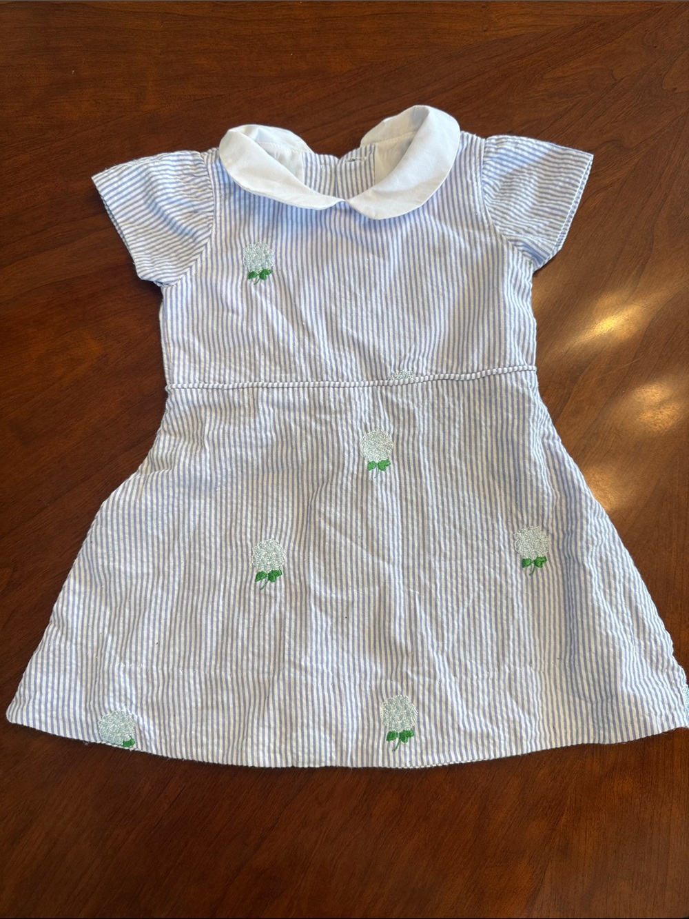 Girls Striped Dress with White Collar